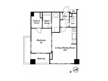 KDXレジデンス高輪(1LDK/3階)の間取り写真