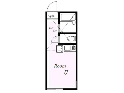 ユナイト汐入ポワティエ(ワンルーム/1階)の間取り写真