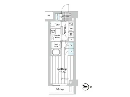 プレール・ドゥーク新宿ウエスト(1K/2階)の間取り写真