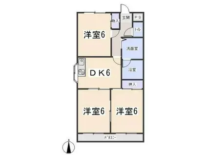 サウスシャトーONE(3DK/4階)の間取り写真