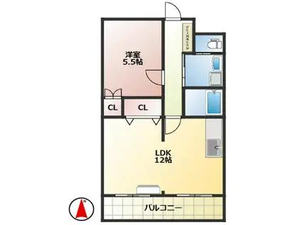 ハーヴェストI(1LDK/3階)の間取り写真