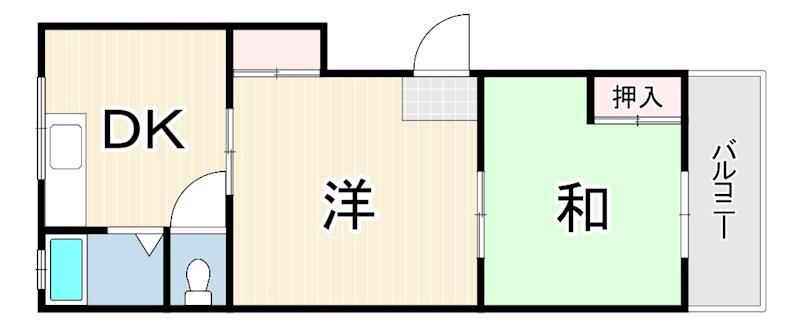 灘中央ビル(2DK/2階)の間取り写真