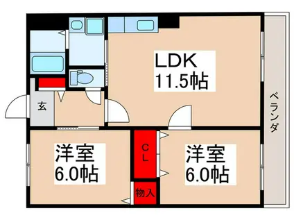 ハッピーベル山中(2LDK/2階)の間取り写真