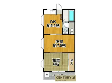 ハナキマンション(2DK/3階)の間取り写真