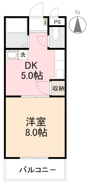 グリーンヒル第3(1DK/2階)の間取り写真