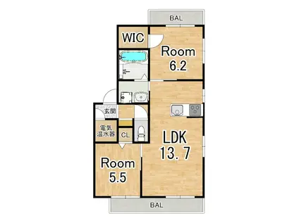 メゾンドエクセル(2LDK/2階)の間取り写真