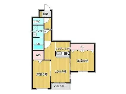 フレンシア松陰(2LDK/1階)の間取り写真