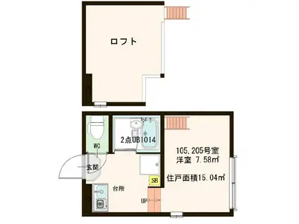 フローレスタ葛西(1K/2階)の間取り写真