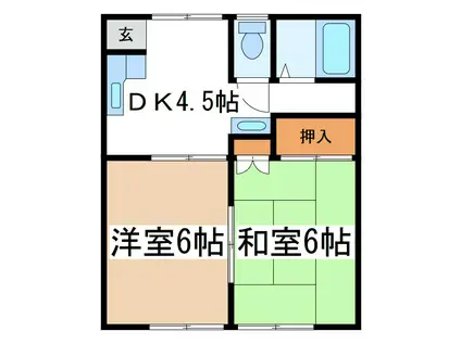 カトレアハイツI(2DK/2階)の間取り写真