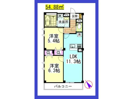 SR LAPIN湘南(2LDK/3階)の間取り写真