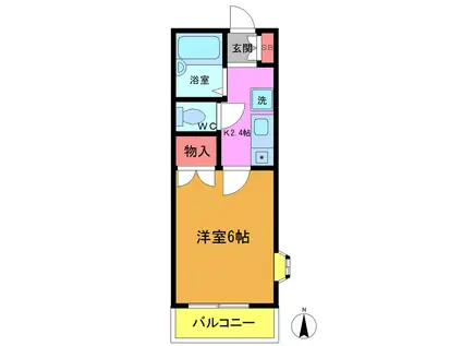 ライラックI(1K/1階)の間取り写真