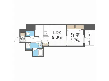 RJRプレシア南堀江(1LDK/9階)の間取り写真