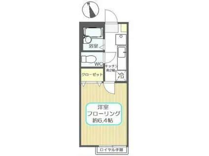 ハートヒルズ青井(1K/2階)の間取り写真