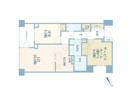 中目黒  南東向き   2LDK(2LDK/1階)の間取り写真