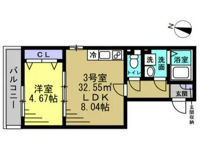 メゾン・ド・PLUM蘇我(1LDK/2階)の間取り写真