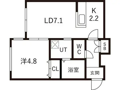 GRANDEEN22(1LDK/2階)の間取り写真
