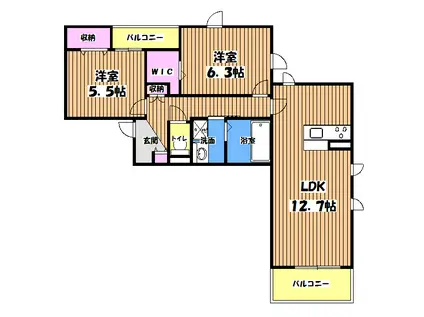 ルーエ プラッツ III(2LDK/1階)の間取り写真