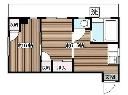 蓮芽ビル(1DK/5階)の間取り写真