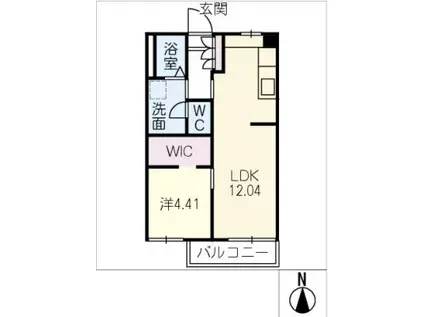 グリーンヒルズ113 B棟(1LDK/2階)の間取り写真