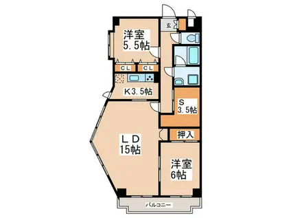グランドヒル高橋(2SLDK/4階)の間取り写真