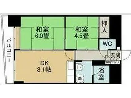 オルゴグラート仙台(2DK/6階)の間取り写真