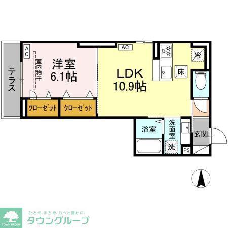 D PAINA 中野島II(1LDK/1階)の間取り写真