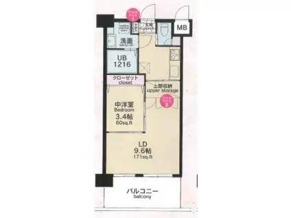 CLUB ORIENT BLD 82 EMPRESS(1LDK/8階)の間取り写真