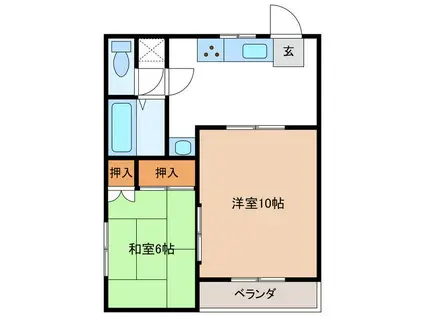 KHハイツ(2DK/2階)の間取り写真