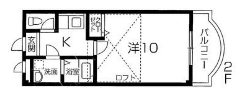 メゾンモンテピッコロ(1K/2階)の間取り写真