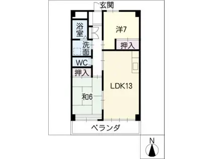 パークサイドマンション奥野(2LDK/4階)の間取り写真
