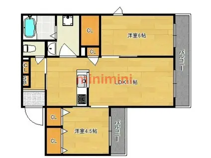 ゼスト グリナージュ(2LDK/2階)の間取り写真