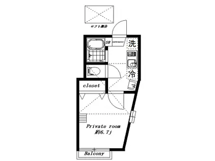 BALL CASA 成城南(1K/2階)の間取り写真