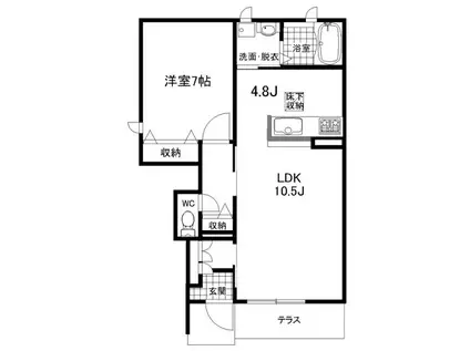 シャーメゾンMUKUROJIコート(1LDK/1階)の間取り写真