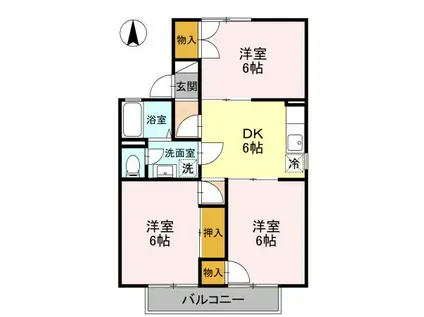 D-ROOM コーポ関 A201(3DK/2階)の間取り写真