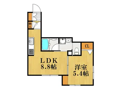 ウエスチングハウスS(1LDK/1階)の間取り写真