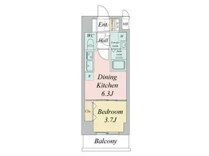 エスリードレジデンス東別院マークス(1DK/12階)の間取り写真