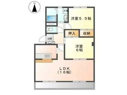ル・シェル岩倉(2LDK/2階)の間取り写真
