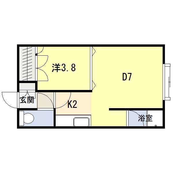 Eアルマーニ(1DK/2階)の間取り写真