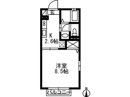 シャルム朝倉(1K/1階)の間取り写真