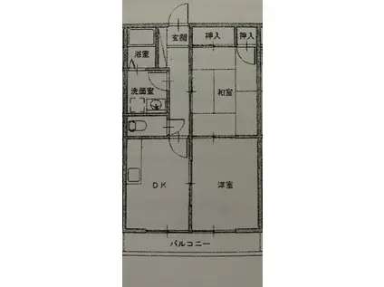 ハイブリッジヒルズ(2DK/2階)の間取り写真