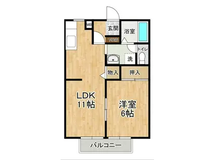 サンガーデン稲荷前(1LDK/2階)の間取り写真