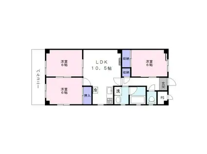 ベルパレス(3LDK/2階)の間取り写真