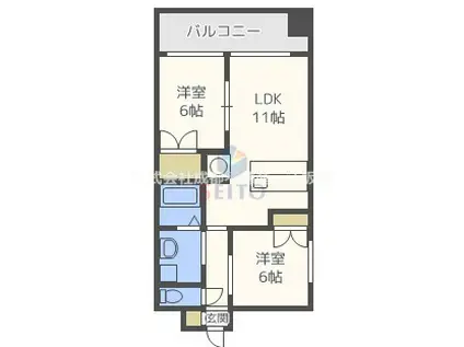 第20関根マンション(2LDK/11階)の間取り写真