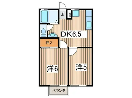 スカイハイツ内田(2DK/2階)の間取り写真