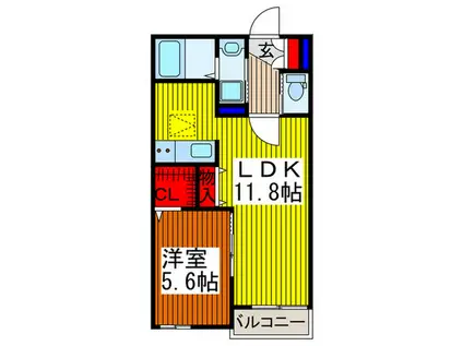 埼玉高速鉄道 南鳩ケ谷駅 徒歩7分 2階建 築12年(1LDK/1階)の間取り写真