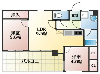 デザイナーズ・ヴィラ・桜樹(2LDK/2階)の間取り写真