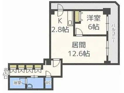 PRIME URBAN札幌 RIVER FRONT(1LDK/7階)の間取り写真