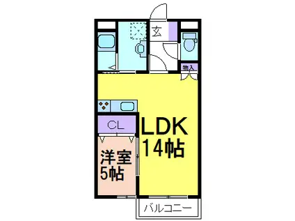 NARABUハイツIII(1LDK/1階)の間取り写真