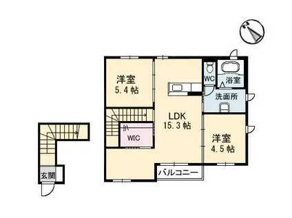 シャーメゾン津之郷(2LDK/2階)の間取り写真
