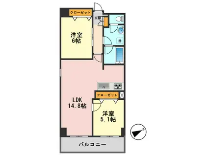 SOCIETY GALLERIA(2LDK/4階)の間取り写真